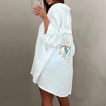 Evil Eye Beaded Summer Shirt