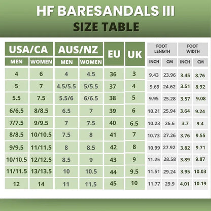HF Baresandals III – Ergonomic Footbed & Ultra-Lightweight Barefoot Sandals (Unisex)
