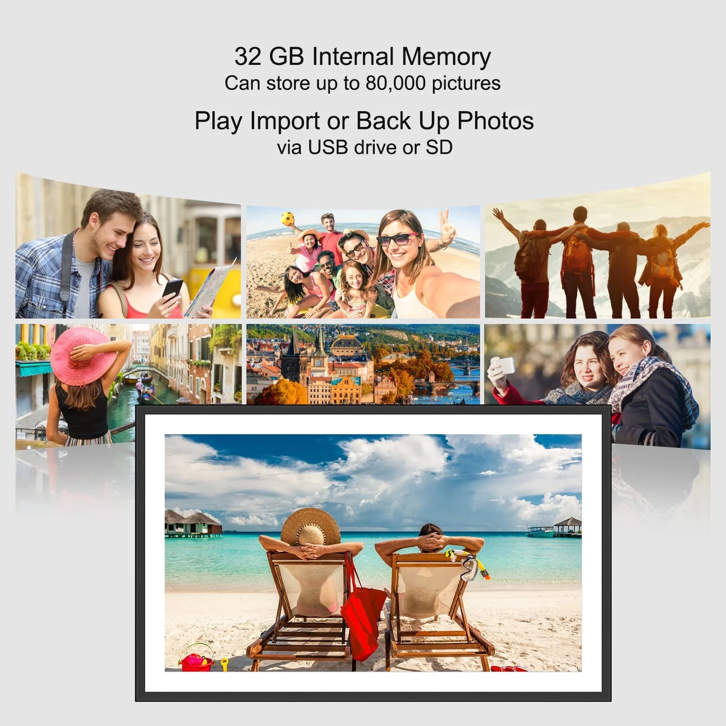 Frameo Digital Picture Frame 10.1 Inch 32GB Smart Wifi Digital Photo Frame with 1280X800 IPS HD Touch Screen Wall Mountable